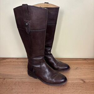 FRYE Jayden Button Tall Riding Boot Redwood Brown Women Size 7.5 Leather Western